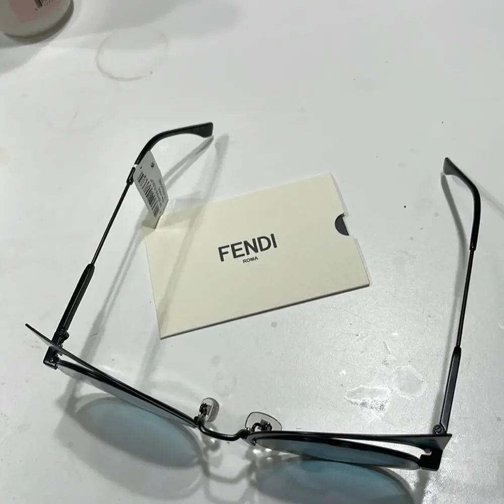 Fendi 53mm Cat Eye Sunglasses black and blue stripes